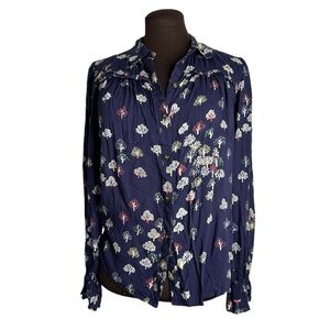 Maeve by Anthropology Front Button Down Tree Print Blouse Shirt